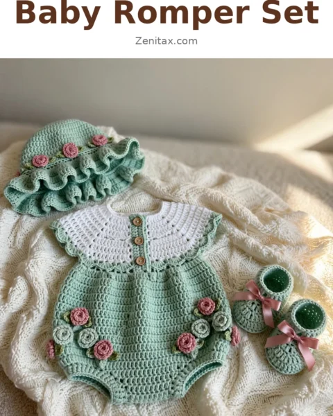 Mint Garden Baby Romper Set Free Crochet Pattern