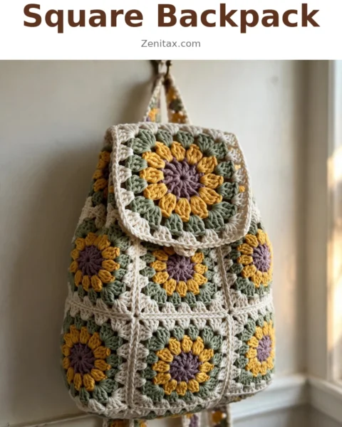 Sunflower Granny Square Backpack Free Crochet Pattern