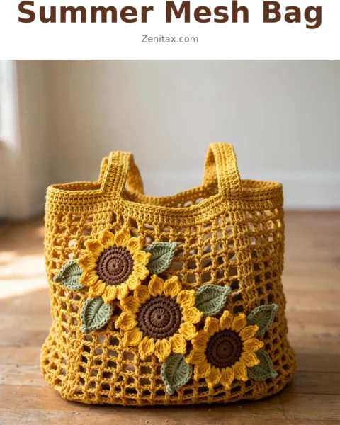 Sunflower Summer Mesh Bag Free Crochet Pattern