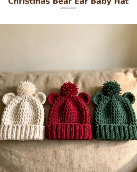 Christmas Bear Ear Baby Hat Free Crochet Pattern