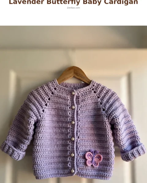Lavender Butterfly Baby Cardigan Free Crochet Pattern
