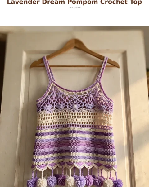 Lavender Dream Pompom Crochet Top Free Crochet Pattern