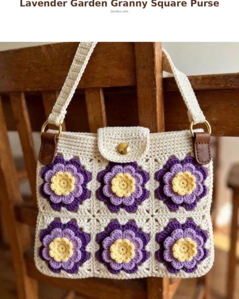 Lavender Garden Granny Square Purse Free Crochet Pattern