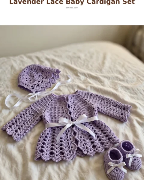 Lavender Lace Baby Cardigan Set Free Crochet Pattern