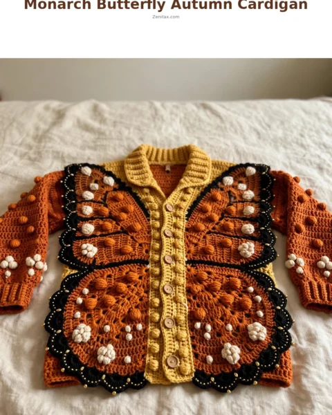 Monarch Butterfly Autumn Cardigan Free Crochet Pattern