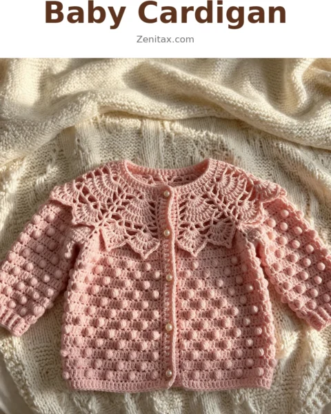 Blush Pink Bobble Baby Cardigan Free Crochet Pattern