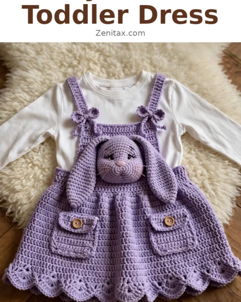Bunny Pinafore Toddler Dress Free Crochet Pattern