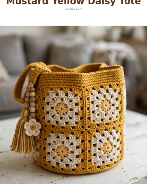 Mustard Yellow Daisy Tote Free Crochet Pattern