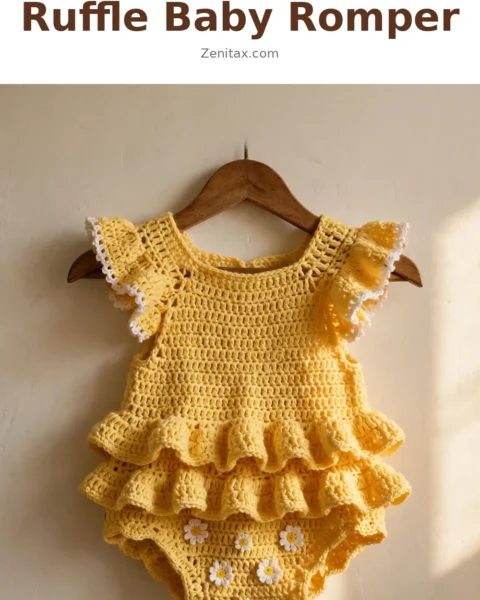 Sunshine Yellow Ruffle Baby Romper Free Crochet Pattern